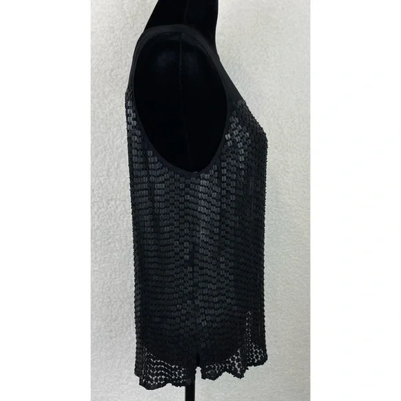 PARKER • Black Carson Combo Silk Chiffon Sequin Embellished Tank Top, S - Picture 7 of 16